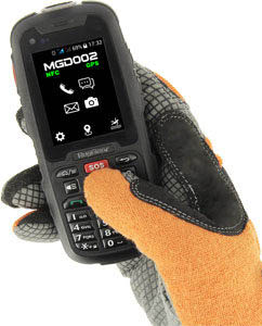 téléphone MGD002 avec touche SOS pour une protection du travailleur isolé dans main gantée