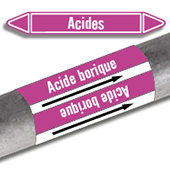Préventimark _ Etiquettes adhésives de marqueur de tuyauterie Acides et Bases Marqueur de tuyauterie Acides et bases - Violet