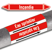 Préventimark _ Etiquettes adhésives de marqueur de tuyauterie Incendie Marqueur de tuyauterie Incendie-Rouge